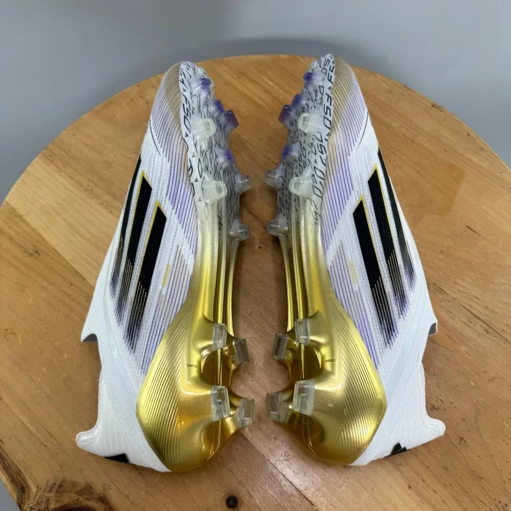 adidas F50 Elite Laceless FG Mens Size 11.5‎ Soccer Cleats White Gold Metallic